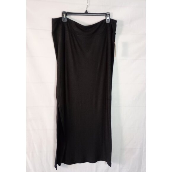 No Boundaries Ribbed Knit Black Maxi Skirt XXL 20 NWT Side Slit Long Stretch - Picture 3 of 7